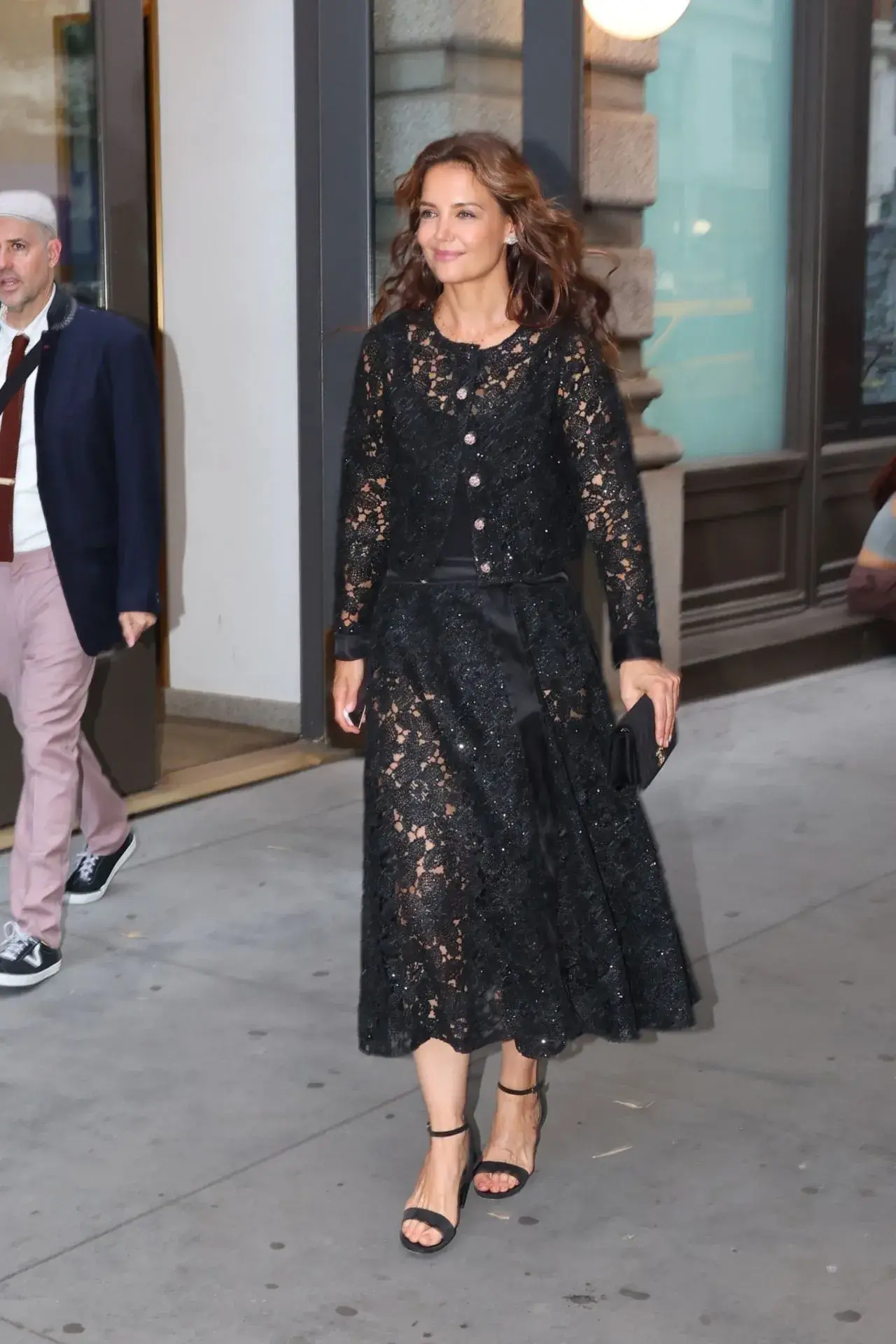 KATIE HOLMES SEEN IN A STUNNING BLACK DRESS IN NEW YORK CITY STREETS 5